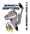 Bergisch Raptors Logo. Zeigt einen Raptor mit einem Hockeyschläger. EC Bergischland E.V.